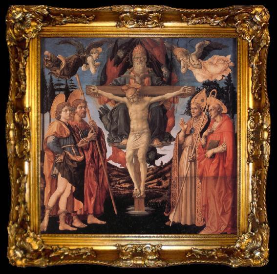 framed  Fra Filippo Lippi The Trinity with Sts Mamas,James the Great,Zeno and Jerome,, ta009-2